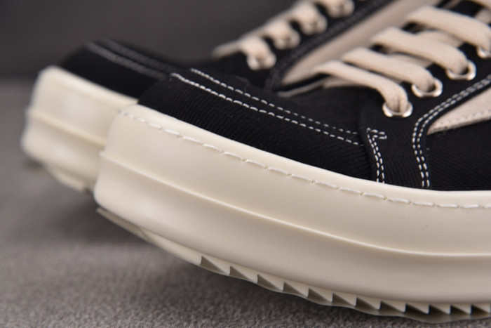 r1ck 0wens sneakers copshpe or-low top37 drkshdw black （denim fabric）