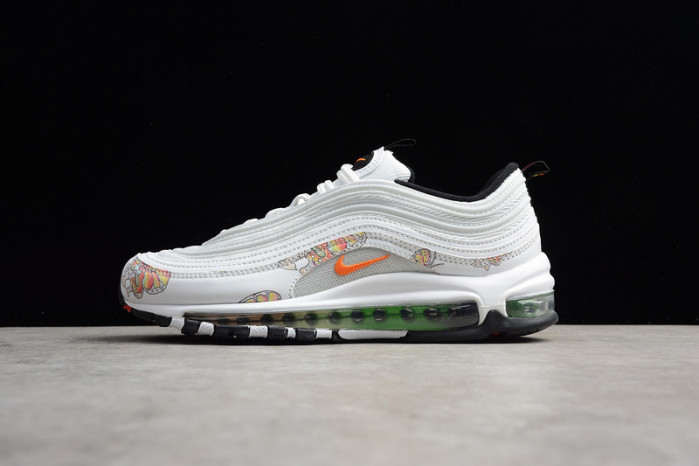 nike womens air max 97 white-orange flower 921733-101