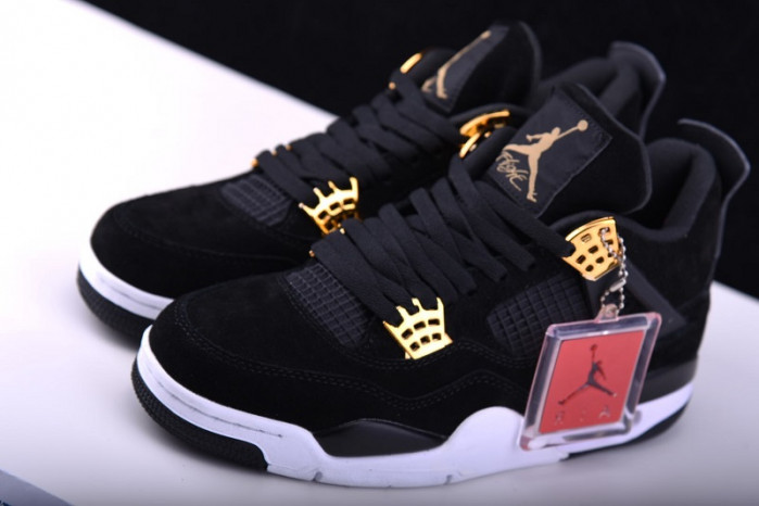 air jordan 4 “royalty” black/metallic gold-white mens 308497-032