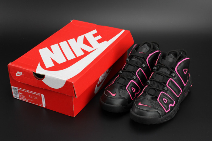 nike air more uptempo gs “hyper pink” black/ pink womens 415082-003
