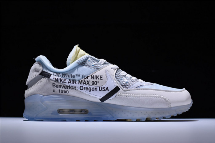 of x nike air max 90 am90 the ten 10 sail muslin virgil abloh aa7293-100
